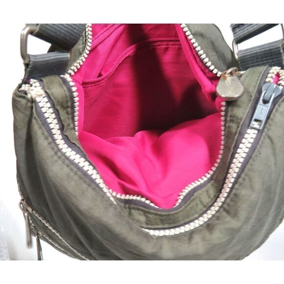 Baggallini Three Zip Crossbody Shoulder Bag Grey Organizer Small - Picture 7 of 11